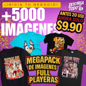 Megapack Full Playeras – +5,000 Imágenes Estilo Camiseta para Sublimación y Diseño