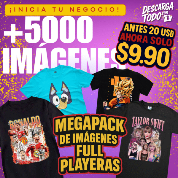 Megapack Full Playeras – +5,000 Imágenes Estilo Camiseta para Sublimación y Diseño