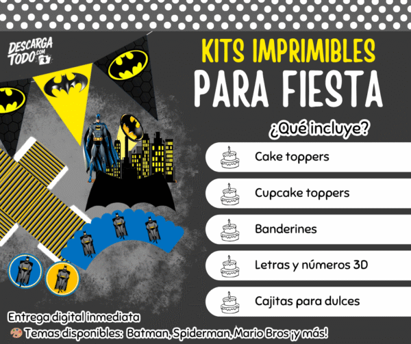 Kit Imprimible Batman - Decoración para Fiesta en PDF