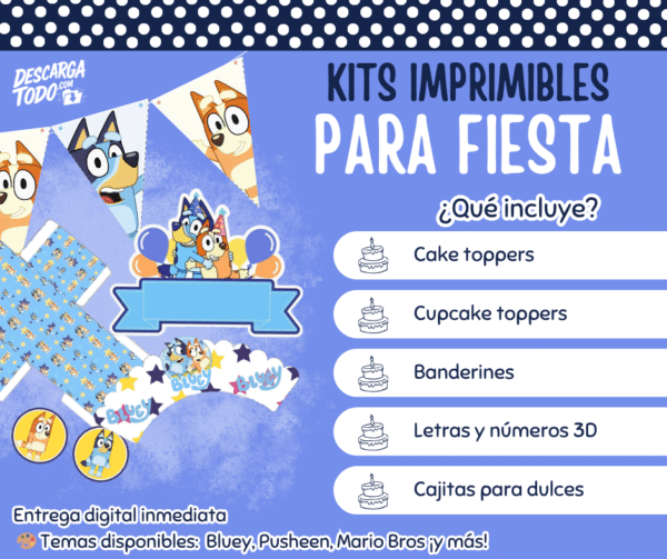 Kit Imprimible Bluey - Decoración para Fiesta en PDF