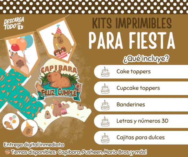 Kit Imprimible Capibara - Decoración para Fiesta en PDF
