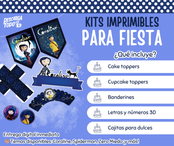 Kit Imprimible Coraline - Decoración para Fiesta en PDF