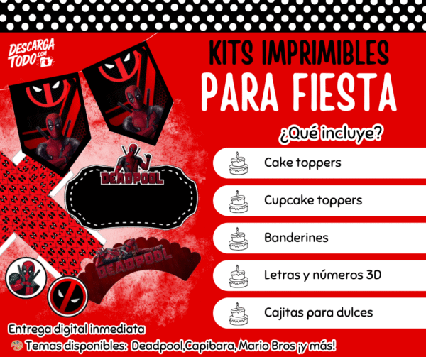 Kit Imprimible Deadpool - Decoración para Fiesta en PDF