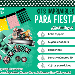 Kit Imprimible Demon Slayer - Decoración para Fiesta en PDF