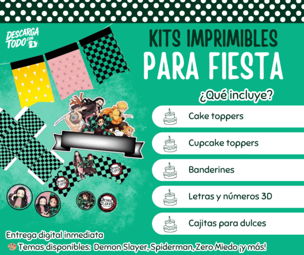 Kit Imprimible Demon Slayer - Decoración para Fiesta en PDF