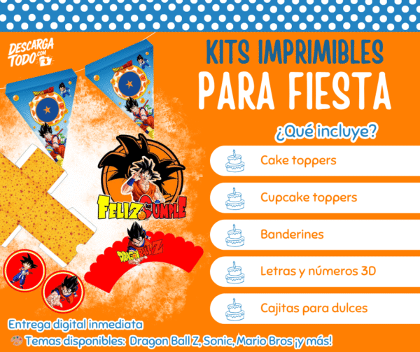 Kit Imprimible Dragon Ball Z - Decoración para Fiesta en PDF