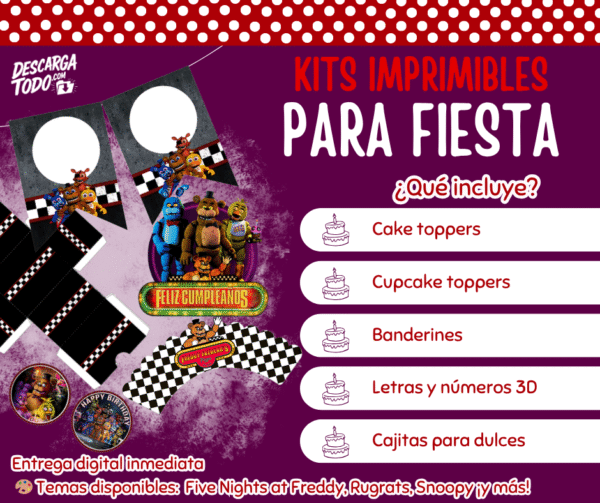 Kit Imprimible Five Nights at Freddy's - Decoración para Fiesta en PDF