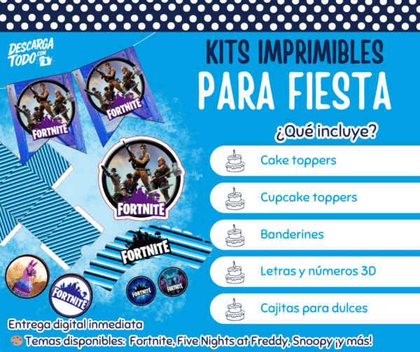 Kit Imprimible Fortnite - Decoración para Fiesta en PDF