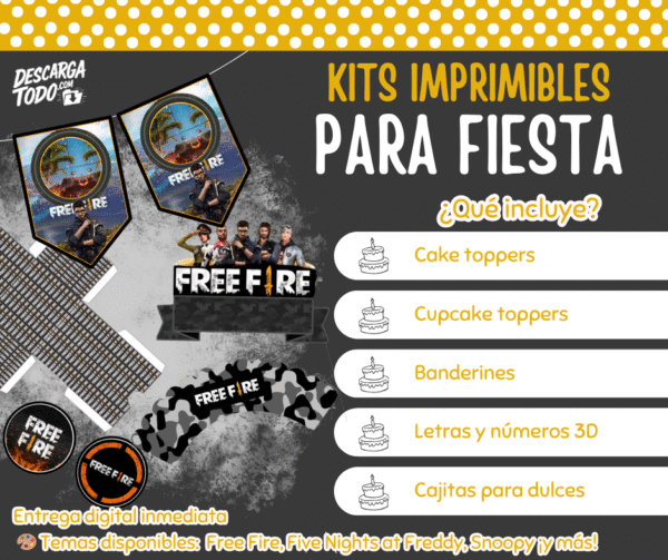 Kit Imprimible Free Fire - Decoración para Fiesta en PDF