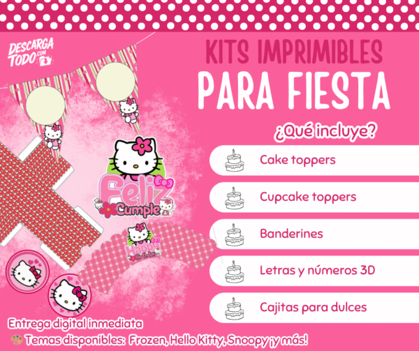 Kit Imprimible Hello Kitty - Decoración para Fiesta en PDF