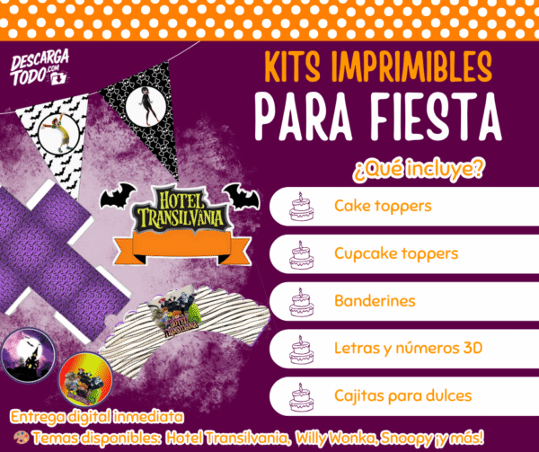 Kit Imprimible Hotel Transilvania - Decoración para Fiesta en PDF