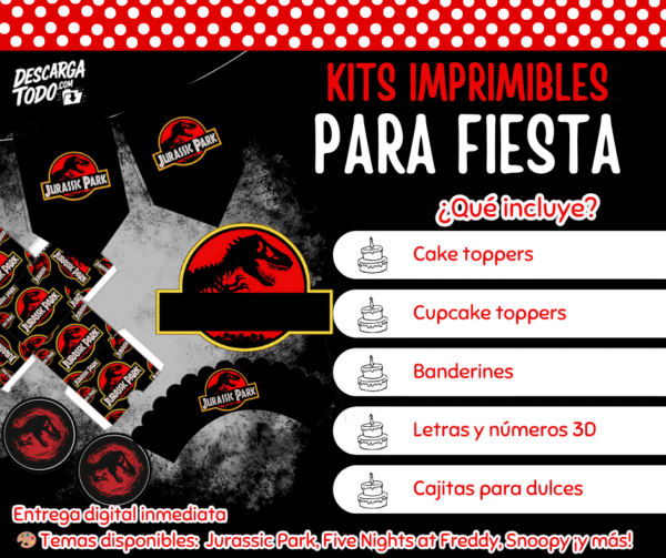 Kit Imprimible Jurassic Park - Decoración para Fiesta en PDF