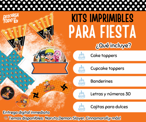 Kit Imprimible Naruto - Decoración para Fiesta en PDF