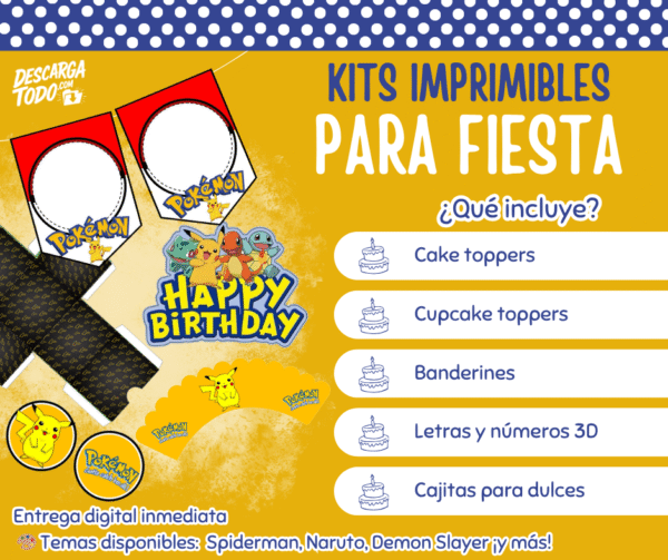 Kit Imprimible Pokémon - Decoración para Fiesta en PDF