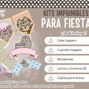 Kit Imprimible Pusheen - Decoración para Fiesta en PDF