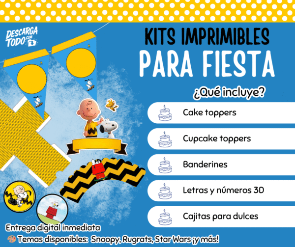 Kit Imprimible Snoopy - Decoración para Fiesta en PDF