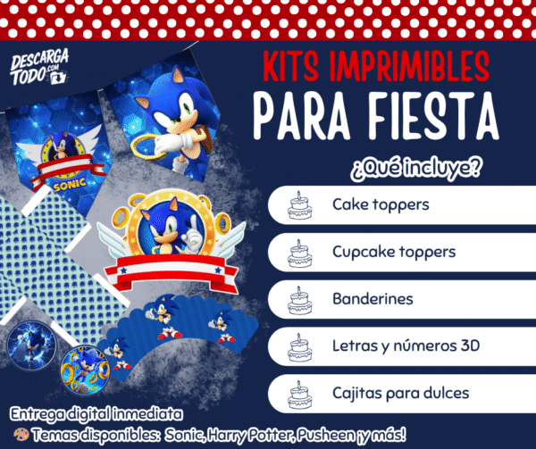 Kit Imprimible Sonic - Decoración para Fiesta en PDF