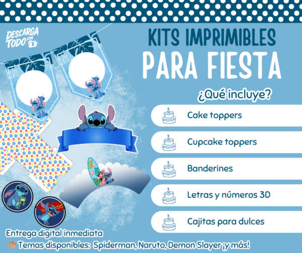 Kit Imprimible Stitch - Decoración para Fiesta en PDF